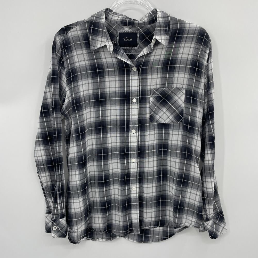 RAILS Plaid Shirt Long Sleeve Button Up Top Womens Size L Lightweight Layer